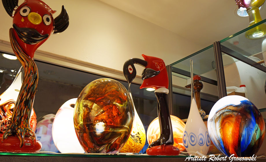 pièce d'art en verre de l'artiste Robert Gronowski boutique Annecy